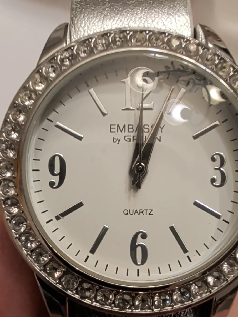 Embassy by Gruen Silver Crystal-Trim Women's Watch